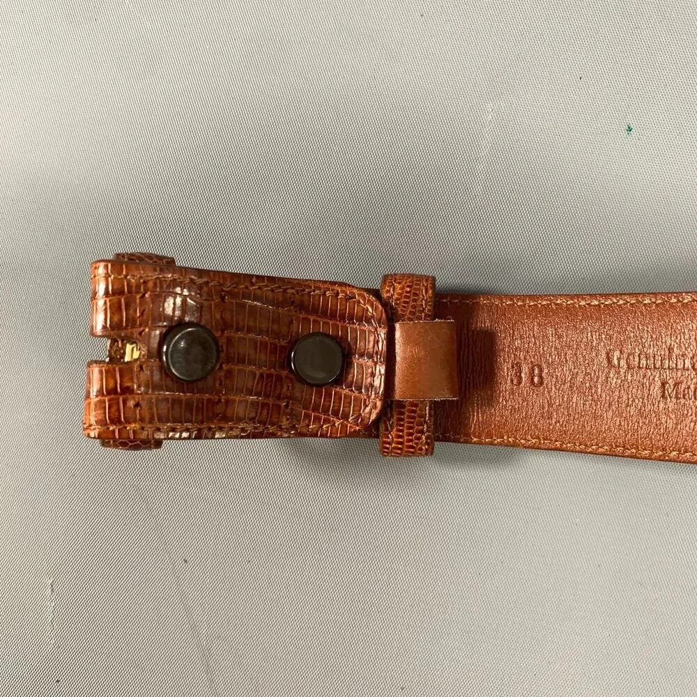 COACH Size 38 Brown Crackled Lizard Belt